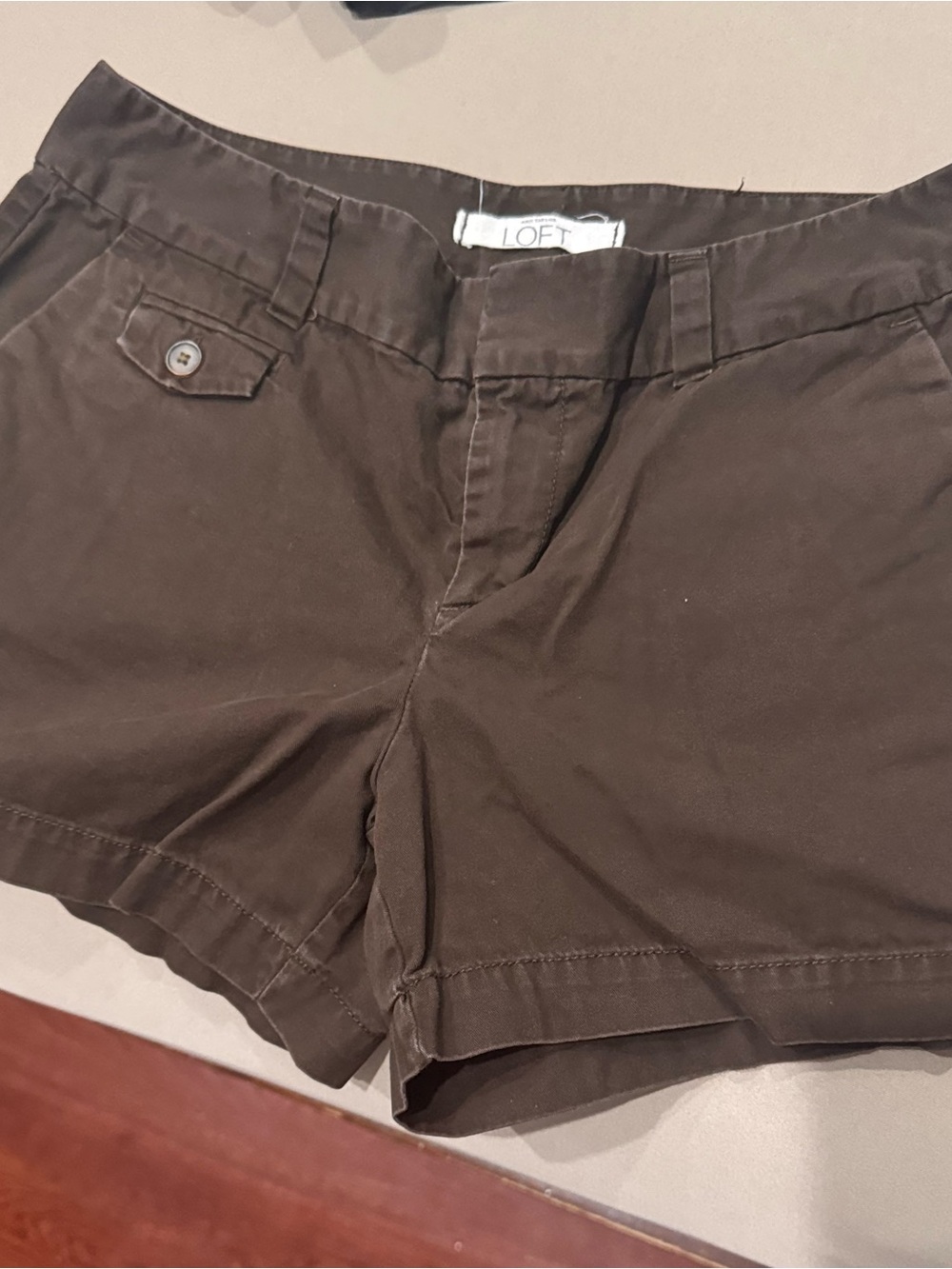 LOFT Brown Cotton Bermuda Shorts